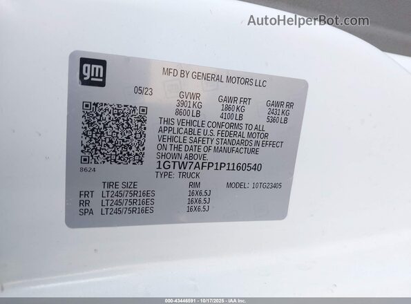 1GTW7AFP1P1160540 2023 GMC SAVANA CARGO White Widok komory silnika