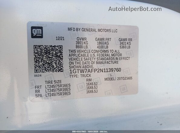 1GTW7AFP2N1139760 2022 GMC SAVANA CARGO Белый Вид подкапотного пространства
