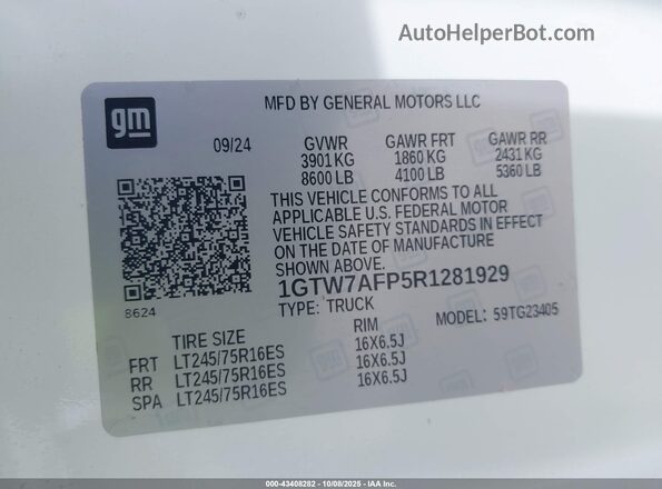 1GTW7AFP5R1281929 2024 GMC SAVANA CARGO White Շարժիչի բաժամունքի տեսք