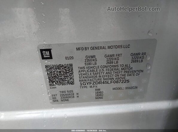 1GYFZDR45LF087225 2020 CADILLAC XT4 Silver Vista del compartimento del motor