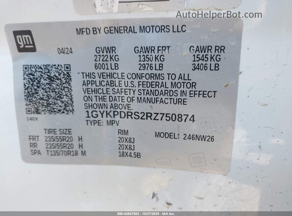 1GYKPDRS2RZ750874 2024 CADILLAC OTHER White 