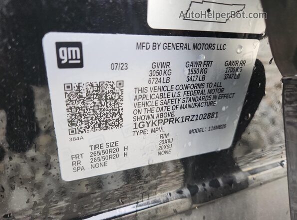1GYKPPRK1RZ102881 2024 CADILLAC OTHER Black Vista de la etiqueta del VIN