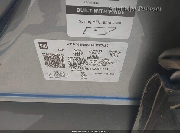 1GYKPURL5SZ303731 2025 CADILLAC OTHER Черный Вид подкапотного пространства