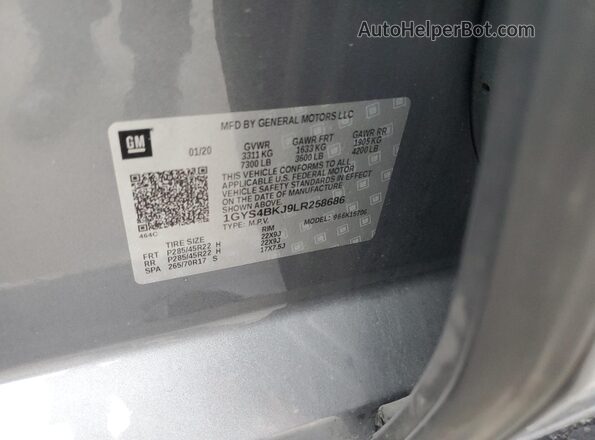 1GYS4BKJ9LR258686 2020 CADILLAC ESCALADE Gray VIN sticker view