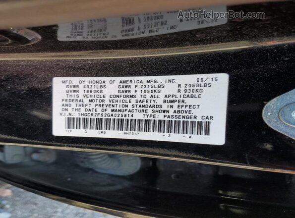1HGCR2F52GA025814 2016 HONDA ACCORD Black 