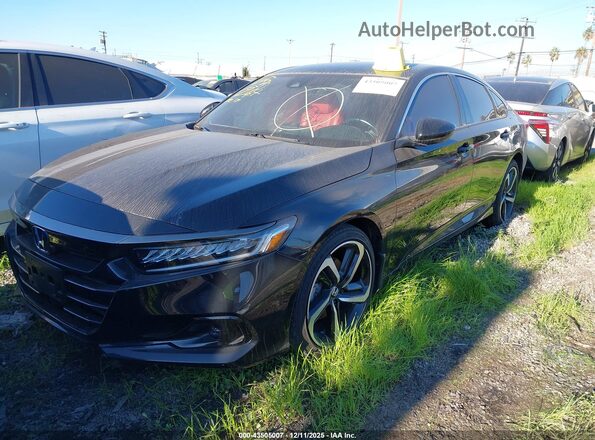 1HGCV1F34NA099978 2022 HONDA ACCORD Черный Передняя левая четверть