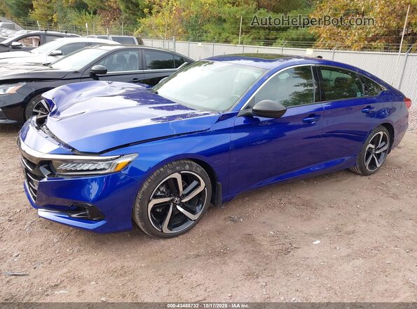 1HGCV2F39NA000948 2022 HONDA ACCORD Синий Передняя левая четверть