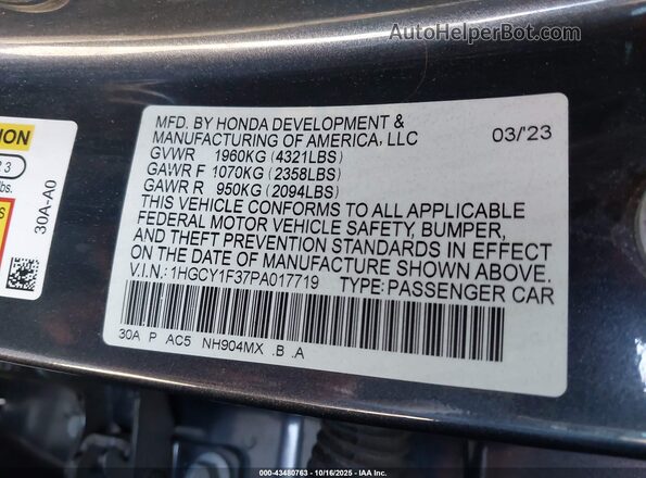 1HGCY1F37PA017719 2023 HONDA ACCORD Black Widok komory silnika