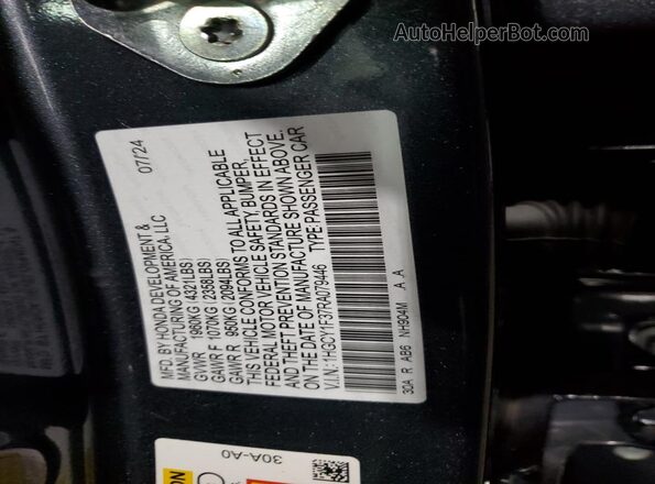 1HGCY1F37RA079446 2024 HONDA ACCORD Charcoal Вид наклейки з VIN-кодом