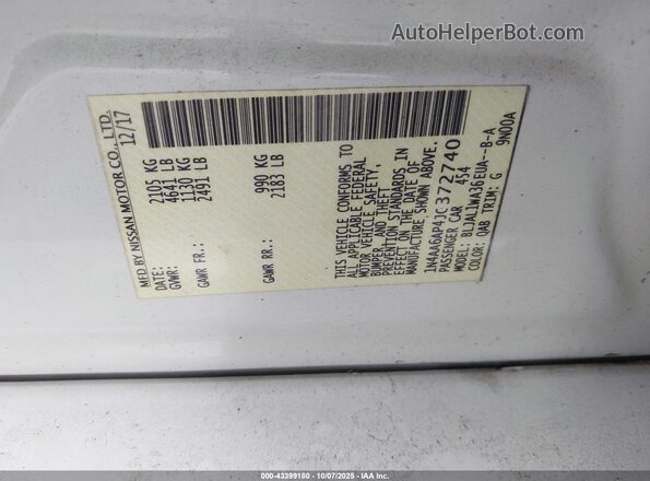 1N4AA6AP4JC372740 2018 NISSAN MAXIMA White 
