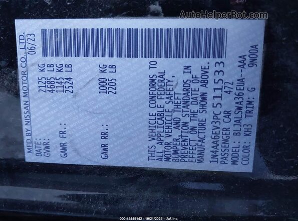 1N4AA6EV3PC511533 2023 NISSAN MAXIMA SR Черный Вид подкапотного пространства