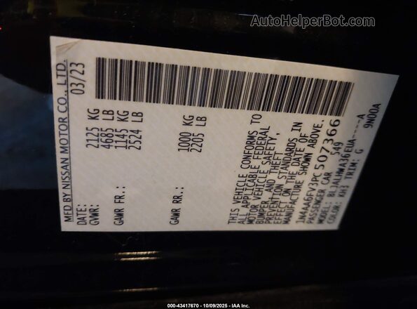 1N4AA6FV3PC507366 2023 NISSAN MAXIMA PLATINUM Black Vista del compartimento del motor