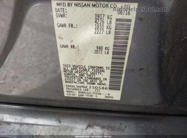 1N4AL3AP0GC250586 2016 NISSAN ALTIMA Gray Вид підкапотного простору
