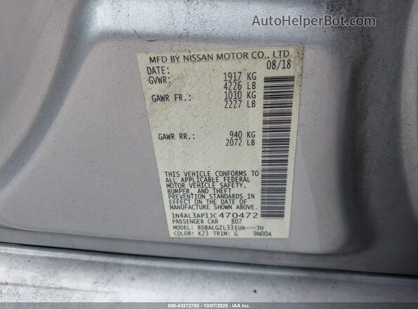1N4AL3AP1JC470472 2018 NISSAN ALTIMA Silver 