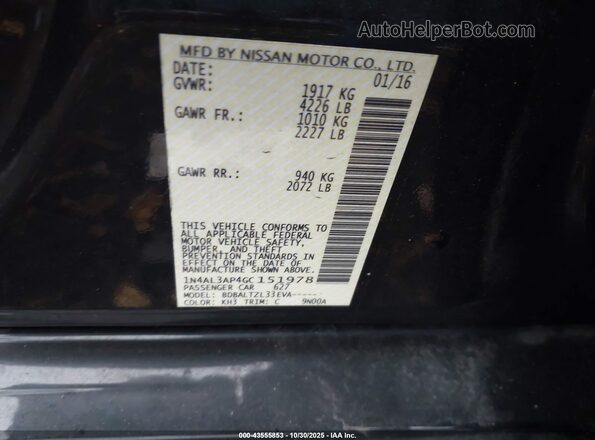 1N4AL3AP4GC151978 2016 NISSAN ALTIMA Black Շարժիչի բաժամունքի տեսք