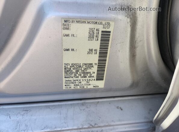 1N4AL3AP4JC155424 2018 NISSAN ALTIMA Silver 