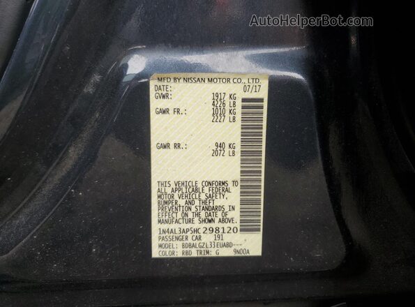 1N4AL3AP5HC298120 2017 NISSAN ALTIMA Charcoal Շարժիչի բաժամունքի տեսք