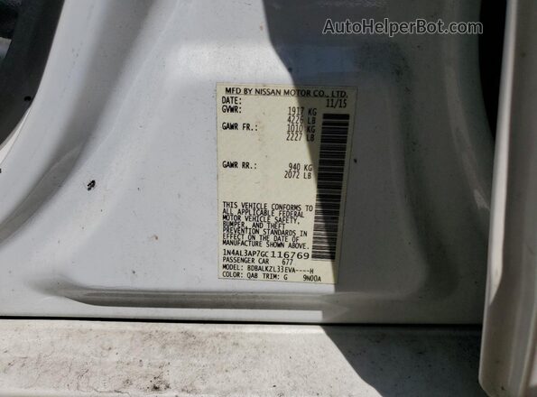 1N4AL3AP7GC116769 2016 NISSAN ALTIMA White Вид підкапотного простору