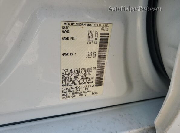 1N4AL3AP9GC227212 2016 NISSAN ALTIMA White Widok komory silnika