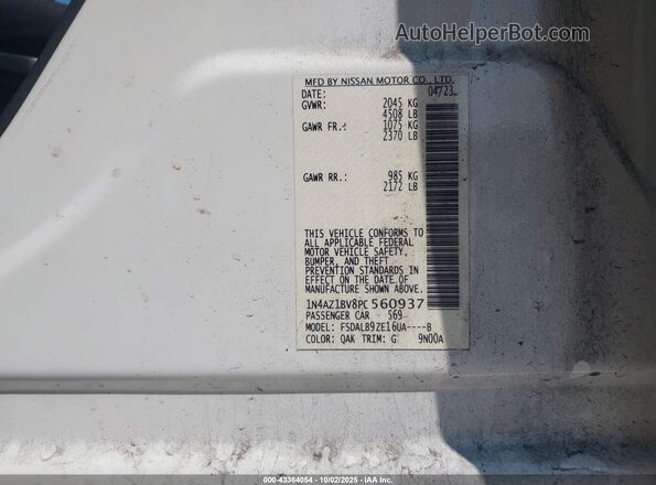 1N4AZ1BV8PC560937 2023 NISSAN LEAF White Widok komory silnika