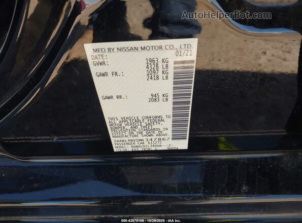 1N4BL4BV1MN347867 2021 NISSAN ALTIMA Black ძრავის განყოფილების ხედი