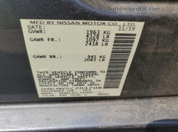 1N4BL4BV5LC201708 2020 NISSAN ALTIMA Gray Vista del compartimento del motor