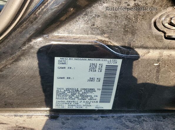 1N4BL4BV8LC210208 2020 NISSAN ALTIMA Black Engine compartment view