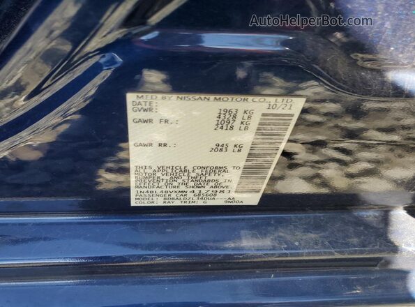 1N4BL4BVXMN417981 2021 NISSAN ALTIMA Blue ძრავის განყოფილების ხედი