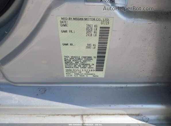 1N4BL4CV3LC132189 2020 NISSAN ALTIMA Silver Շարժիչի բաժամունքի տեսք