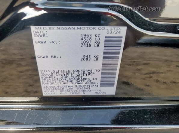 1N4BL4CV5RN397029 2024 NISSAN ALTIMA Black 