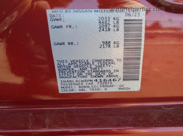 1N4BL4CW8PN416467 2023 NISSAN ALTIMA Red 