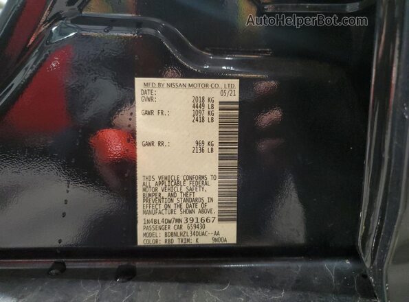 1N4BL4DW7MN391667 2021 NISSAN ALTIMA Blue 