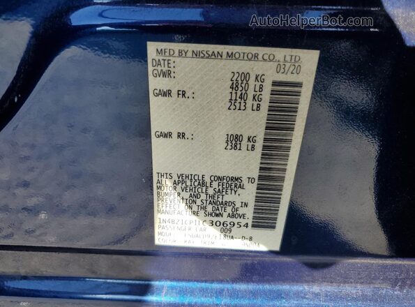 1N4BZ1CP1LC306954 2020 NISSAN LEAF Blue Widok komory silnika