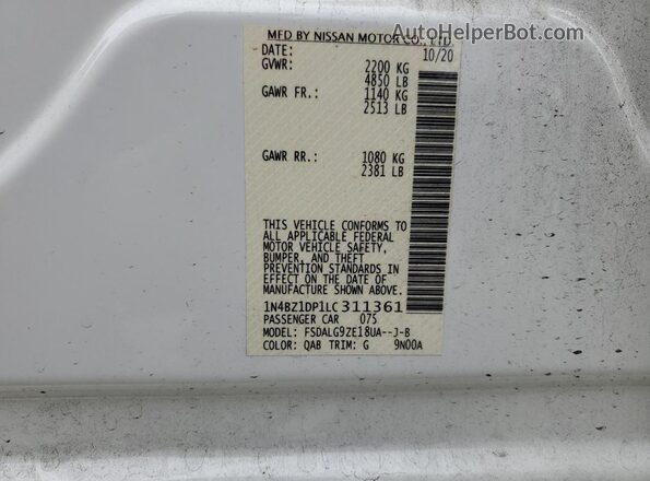 1N4BZ1DP1LC311361 2020 NISSAN LEAF White Engine compartment view