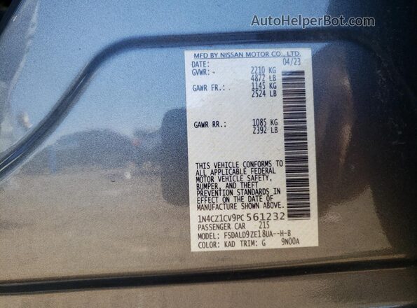 1N4CZ1CV9PC561232 2023 NISSAN LEAF Серый Панорамный вид салона 360°