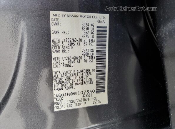 1N6AA1FB0NN107850 2022 NISSAN TITAN Gray 