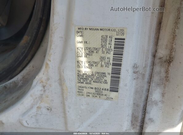 1N6AF0LY7MN802488 2021 NISSAN NV CARGO NV2500 HD Белый Вид подкапотного пространства