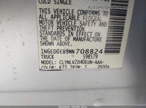 1N6ED0EB9MN708824 2021 NISSAN FRONTIER Silver Widok komory silnika
