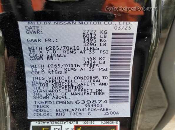 1N6ED1CM8SN639874 2025 NISSAN FRONTIER Черный Вид подкапотного пространства