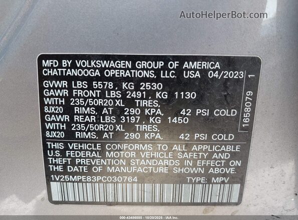 1V25MPE83PC030764 2023 VOLKSWAGEN ID.4 Silver ძრავის განყოფილების ხედი