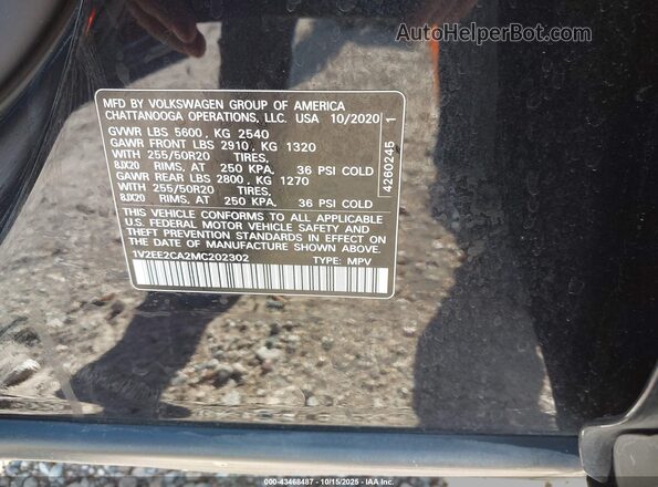 1V2EE2CA2MC202302 2021 VOLKSWAGEN ATLAS Черный 