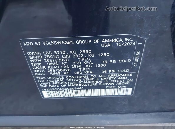 1V2WR2CA0SC505441 2025 VOLKSWAGEN ATLAS Черный 