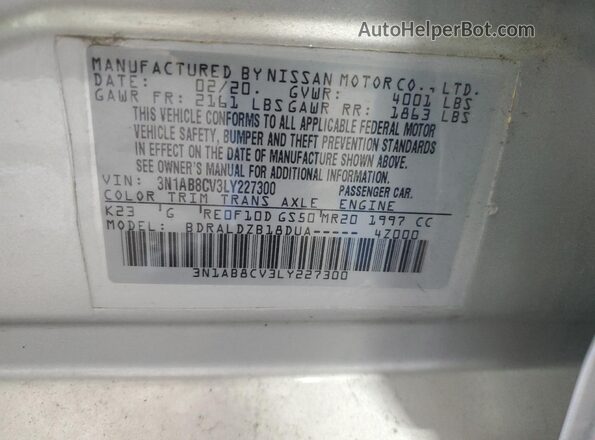 3N1AB8CV3LY227300 2020 NISSAN SENTRA Silver VIN sticker view