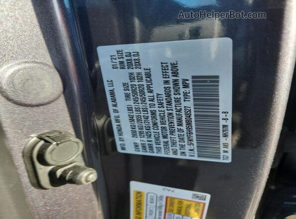 5FNYF6H95MB048527 2021 HONDA PILOT Charcoal Vista de la etiqueta del VIN