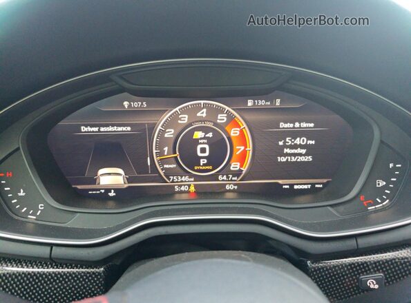 WAUB4AF43KA062435 2019 AUDI S4 Gray ხელსაწყოთა პანელის ხედი