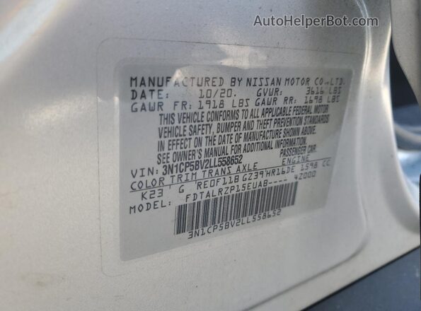 3N1CP5BV2LL558652 2020 NISSAN KICKS Silver Widok wnętrza 360 stopni