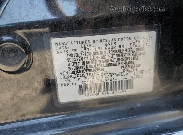 3N1CN8EV7NL821644 2022 NISSAN VERSA Черный 
