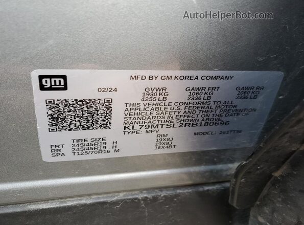 KL79MTSL2RB180696 2024 CHEVROLET TRAILBLAZER Серый Панорамный вид салона 360°