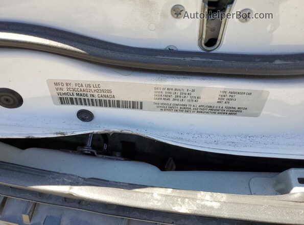2C3CCAAG2LH239205 2020 CHRYSLER 300 White VIN կոդի պիտակի տեսք