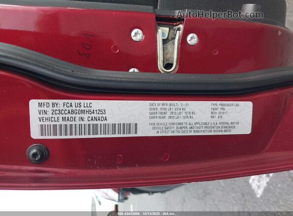 2C3CCABG0MH541253 2021 CHRYSLER 300 Красный Вид подкапотного пространства